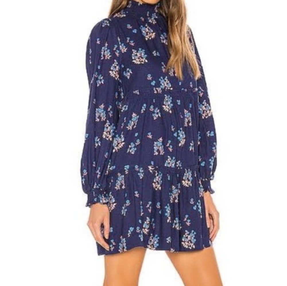 Free People Navy Floral Mini Dress